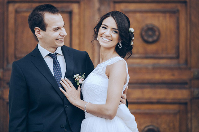 портретная фотография жениха и невесты