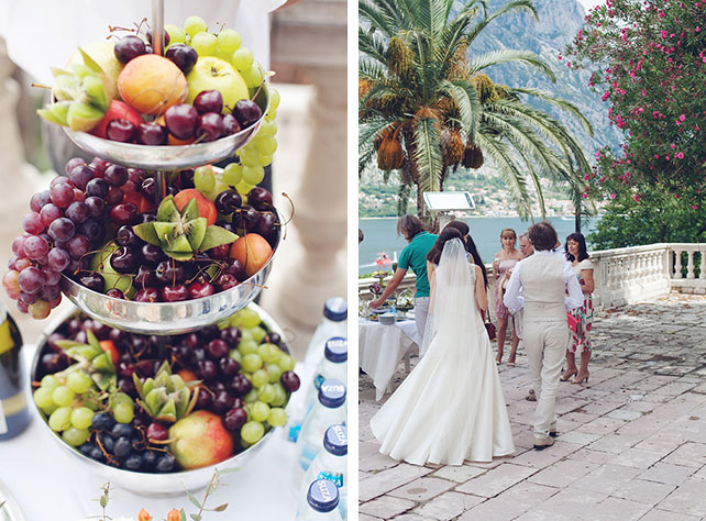 Романтика в Черногории, свадьба Анастасии и Виктора, фуршет после церемонии бракосочетания