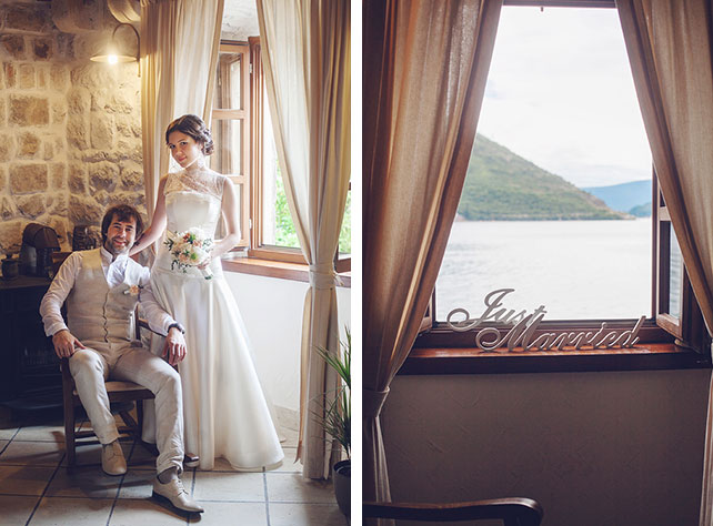 Романтика в Черногории, свадьба Анастасии и Виктора, фотосессия молодожёнов в доме