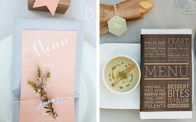 индивидуальное меню для гостей на свадьбе
