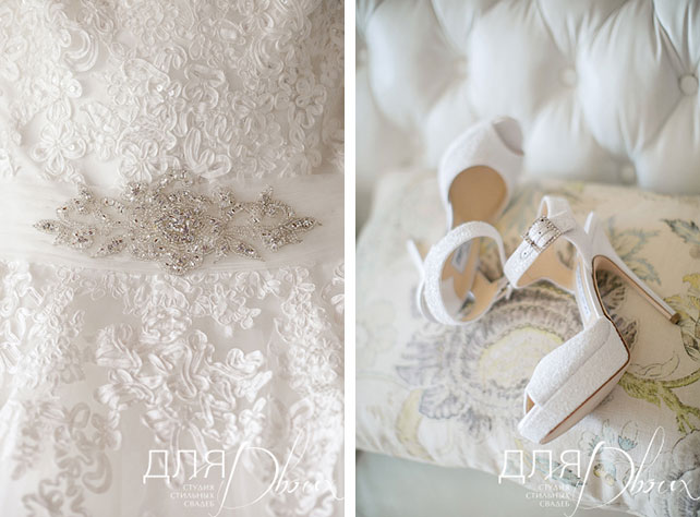 Великолепная свадьба в Испании: Мария и Денис, платье и туфли невесты