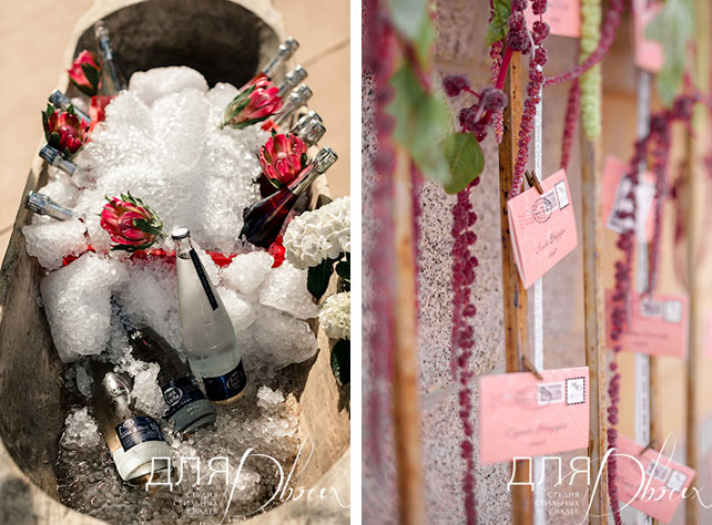 Великолепная свадьба в Испании: Мария и Денис, фото, лимонад охлаждается на льду, декор свадьбы