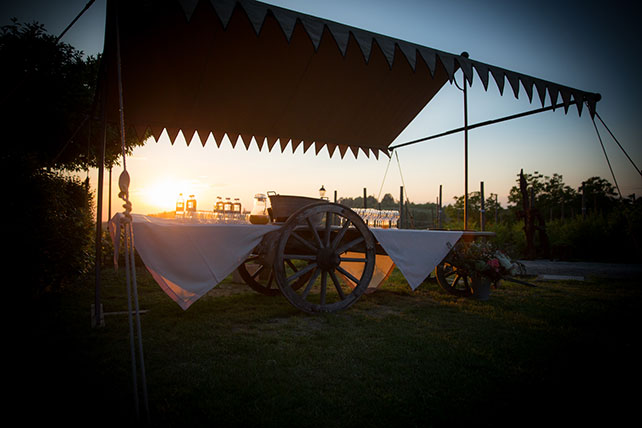 Свадьба в Пьемонте, сладости и напитки на тележке