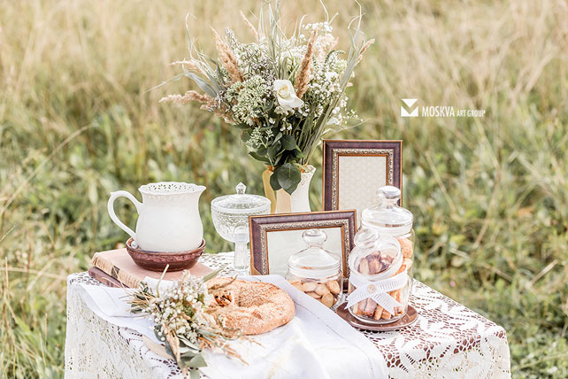 свадьба в разрушенной усадьбе, декор фотосессии