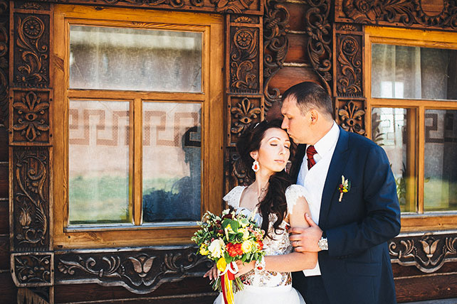 свадьба в русском стиле, жених и невеста