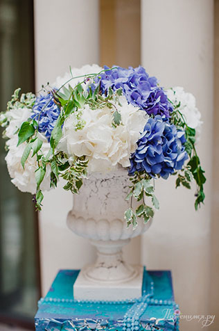 свадьба в синем цвете, декор церемонии