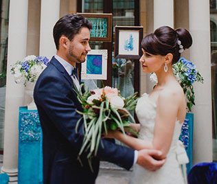 свадьба в синем цвете, декор церемонии