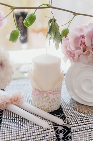 Свадьба в стиле Chanel, свадебные свечи