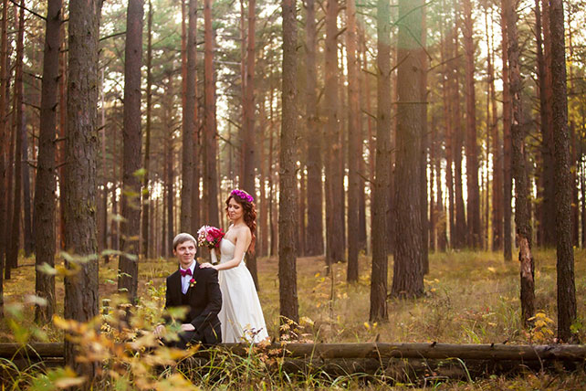 свадьба в стиле Оскар, свадебная фотосессия в лесу