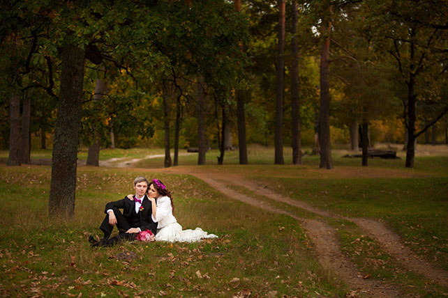 свадьба в стиле Оскар, свадебная фотосессия в лесу
