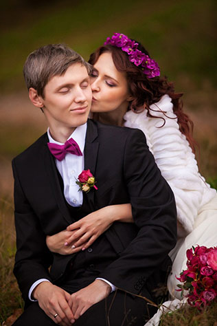 свадьба в стиле Оскар, фотосессия жениха и невесты в лесу