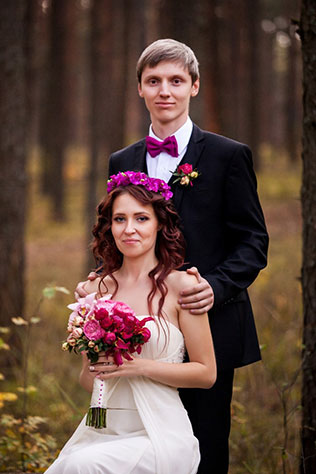 свадьба в стиле Оскар, фотосессия жениха и невесты в лесу