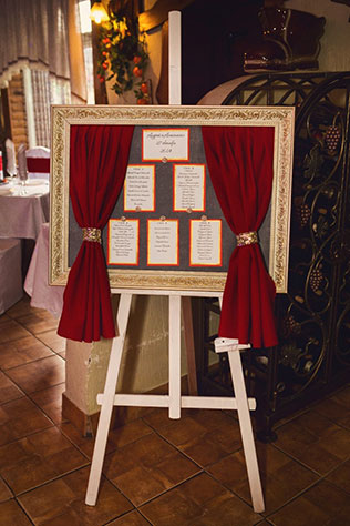 свадьба в стиле Оскар, план рассадки гостей