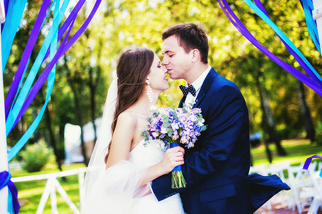 свадьба в стиле поп-арт, жених и невеста