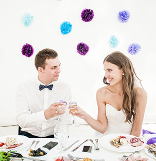 свадьба в стиле поп-арт, жених и невеста