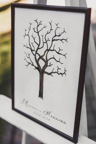 свадьба в стиле прованс, дерево для отпечатков гостей