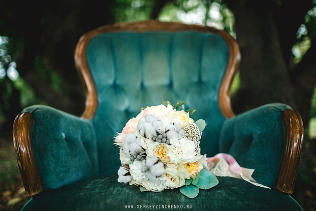 свадьба в стиле путешествия, букет невесты