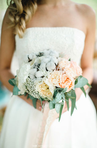 свадьба в стиле путешествия, букет невесты