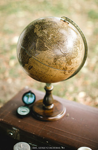 свадьба в стиле путешествия, декор фотосессии