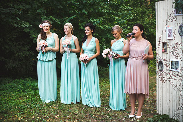 солнечная, подружки невесты в бирюзовом 