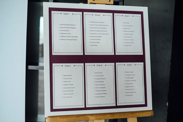 Свадьба в цвете бордо, план рассадки гостей