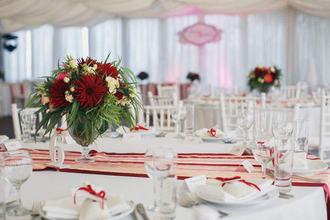 свадьба в яхт-клубе, декор столов