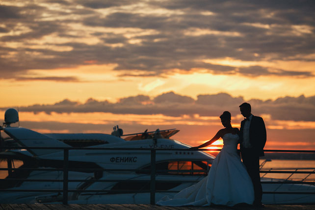 свадьба в яхт-клубе, жених и невеста