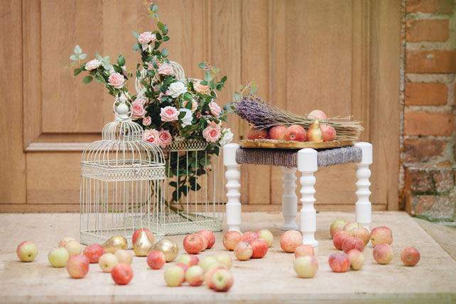 свадьба во французском стиле, винтажная клетка в декоре