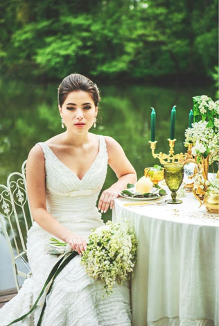 Свадебная прогулка на лодке, образ невесты