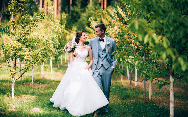 свадьба в бирюзовом цвете, жених и невеста