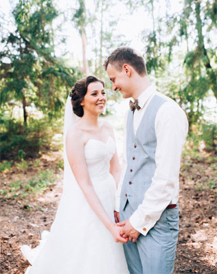 свадьба в бирюзовом цвете, жених и невеста