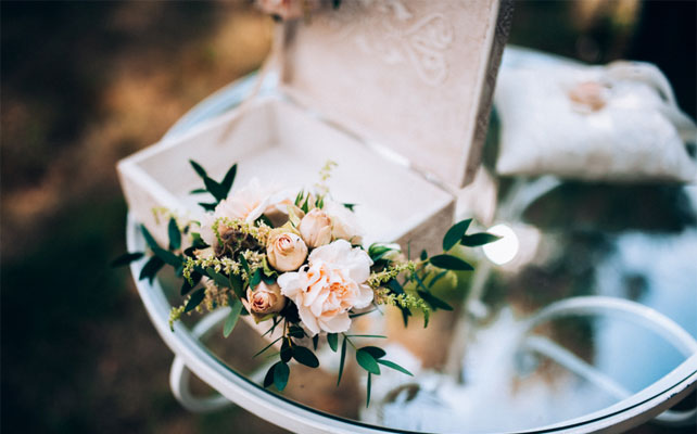 свадьба в бирюзовом цвете, коробочка для колец