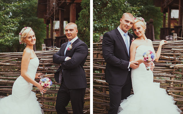 жених с невестой у забора