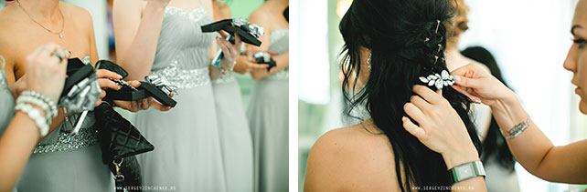 нежная свадьба в усадьбе, невеста дарит подарки подружкам