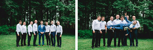 нежная свадьба в усадьбе, жених с друзьями