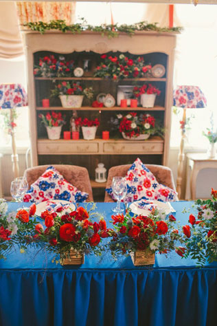 Уютная цветочная свадьба, оформление свадебного стола