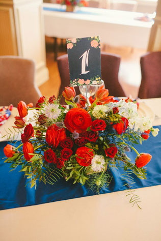 Уютная цветочная свадьба, номер стола с цветами