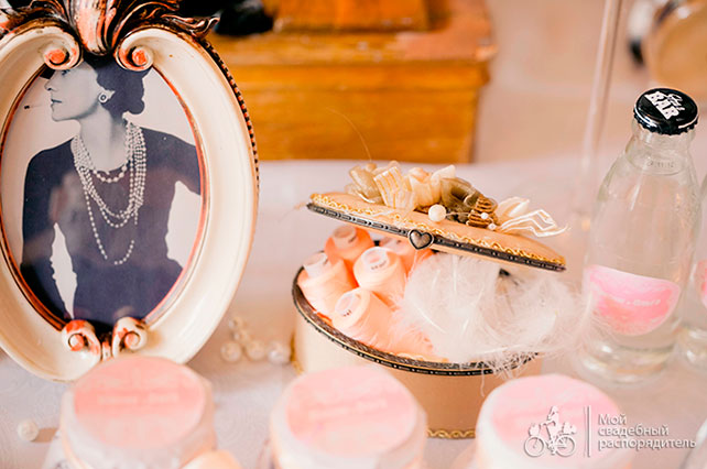 свадьба в стиле Коко Шанель, декор банкетного зала