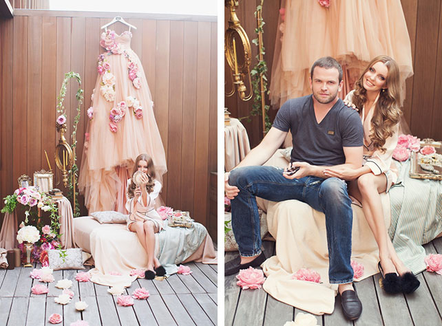 Ужин после венчания в стиле Dolce&Gabbana, декор комнаты невесты, сборы невесты, жених и невеста