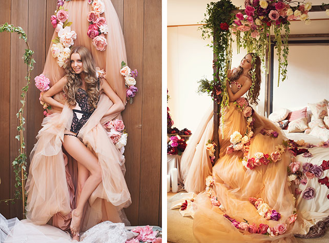 Ужин после венчания в стиле Dolce&Gabbana, платье невесты, украшенное цветами