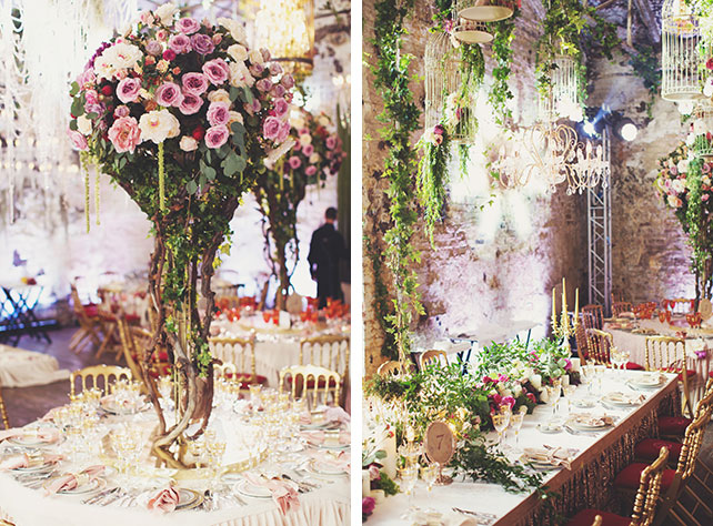Ужин после венчания в стиле Dolce&Gabbana, декор свадьбы от Юлии Шакировой, декор зала, живые цветы в декоре