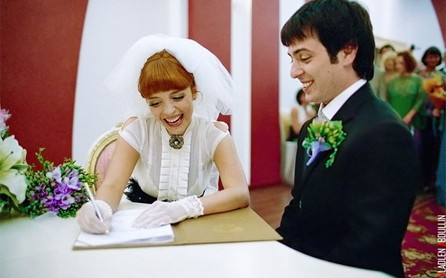 веселая ретро-свадьба, церемония росписи