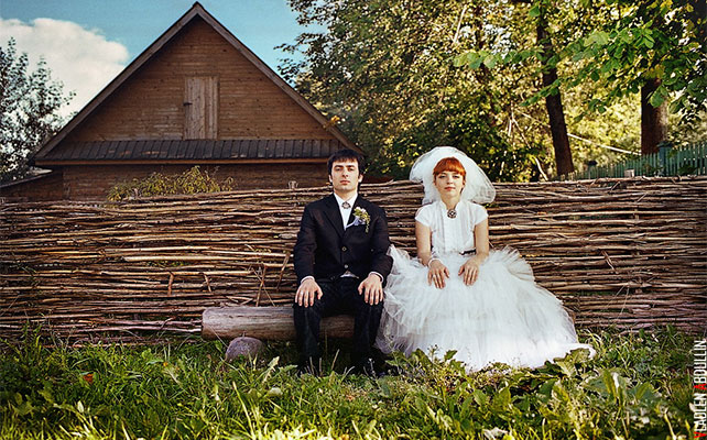 веселая ретро-свадьба, фотосессия жениха и невесты