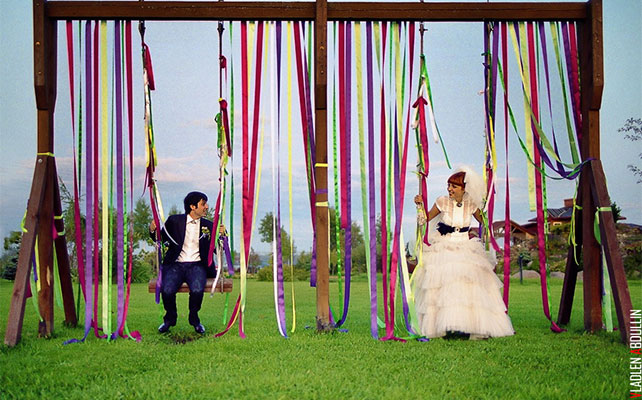 веселая ретро-свадьба, фотосессия жениха и невесты