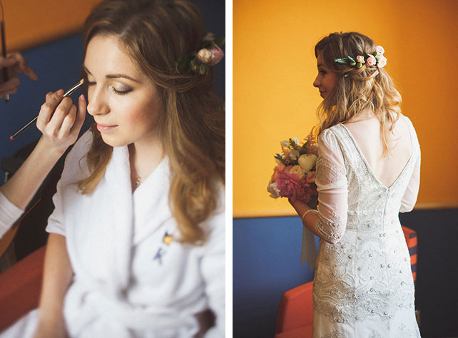 Весеннее пробуждение, свадьба Кристины и Эндрю, невесте делают макияж, образ невесты