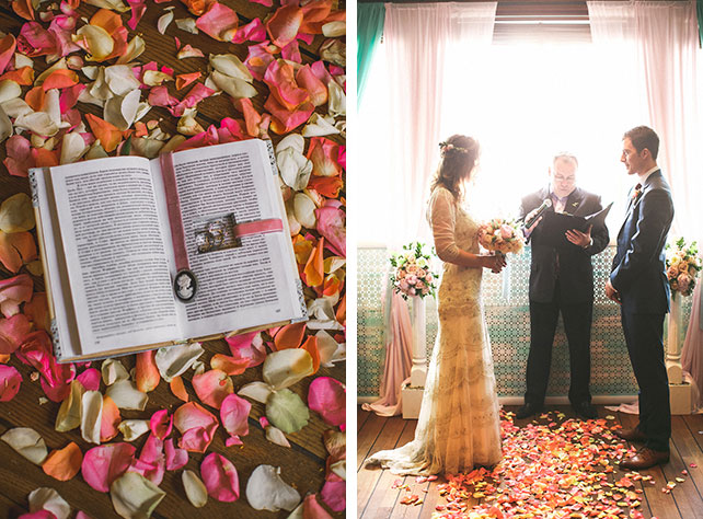 Весеннее пробуждение, свадьба Кристины и Эндрю, обручальные кольца в книге, торжественная церемония бракосочетания