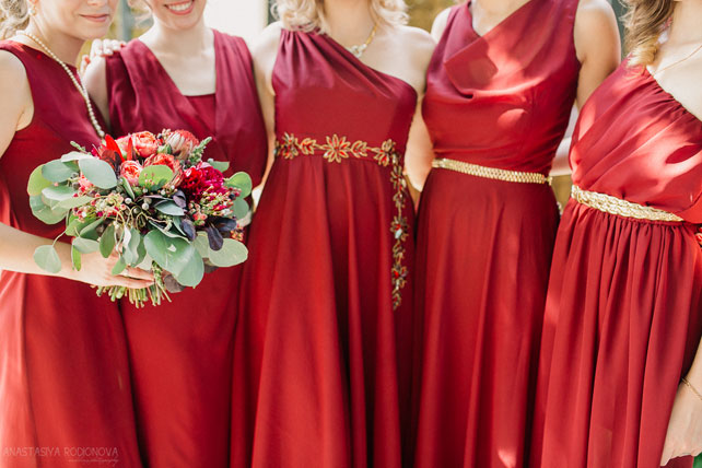 Винная свадьба, платье подружек невесты