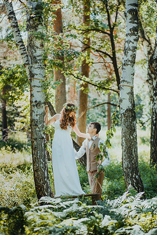 волшебная свадьба среди папоротников, жених и невеста