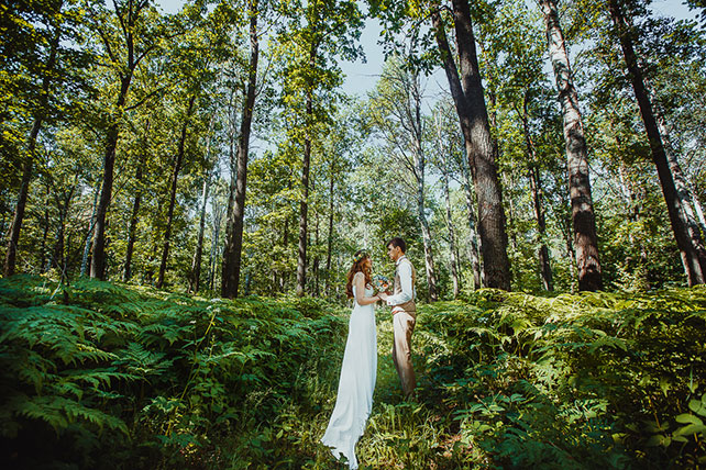 волшебная свадьба среди папоротников, жених и невеста