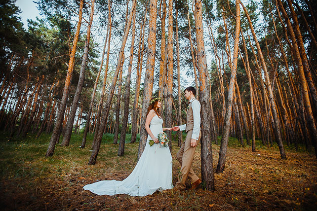 волшебная свадьба среди папоротников, жених и невеста